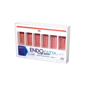 DENTAL WORLD ENDO GUTTA PERFECT CONI DI GUTTA CON CONICITA' AL 4%  DA 60 PEZZI - COD. 00288 / 00289 / 00290 / 00291 / 00292