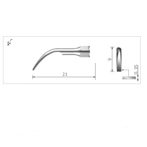 DENTAL WORLD PUNTA SCALER PER ABLAZIONE COMPATIBILE SAT GD2 - COD. X00176