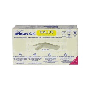 NACATUR NATUREX 626 SALUS GUANTI MONOUSO BIANCHI IN LATTICE SENZA TALCO - CONFEZIONE DA 10 PEZZI - COD. 3001 / 3002 / 3003 / 30