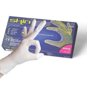 NACATUR SKIN GUANTI MONOUSO BIANCHI IN LATTICE SENZA TALCO - CONFEZIONE DA 10 PEZZI - COD. 9900 / 9901 / 9902
