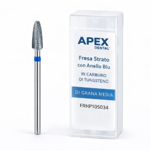 APEX DENTAL FRESA STRATO IN CARBURO DI TUNGSTENO CON ANELLO BLU E GRANA MEDIA - COD. FRHP105034