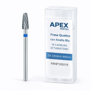 APEX DENTAL FRESA QUATTRO IN CARBURO DI TUNGSTENO CON ANELLO BLU A GRANA MEDIA - COD. FRHP105019