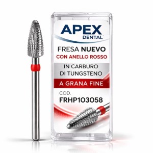 APEX DENTAL FRESA NUEVO IN CARBURO DI TUNGSTENO CON ANELLO ROSSO A GRANA FINE - COD. FRHP103058