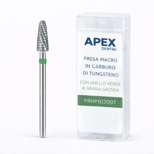 APEX DENTAL FRESA MACRO IN CARBURO DI TUNGSTENO CON ANELLO VERDE A GRANA GROSSA - COD. FRHP102007