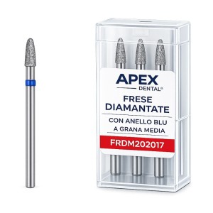 APEX DENTAL DIAMOND FRESE DIAMANTATE CON ANELLO BLU A GRANA MEDIA - COD. FRDM202017