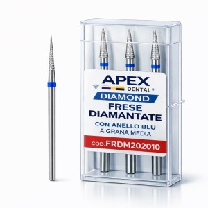 APEX DENTAL DIAMOND FRESE DIAMANTATE CON ANELLO BLU A GRANA MEDIA - COD. FRDM202010
